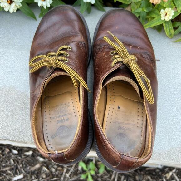 Vintage Doc Dr Martens 1461 Made in England 3 Eyelet Oxford Brown Leather Shoes - Picture 6 of 7